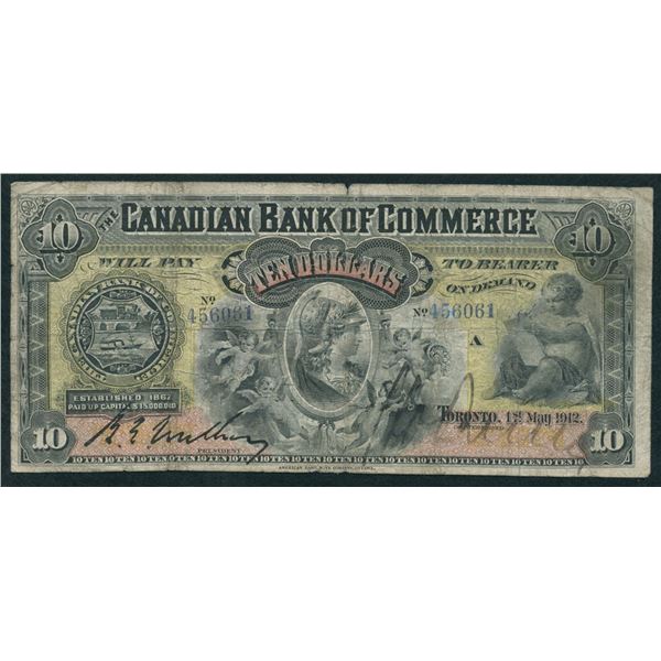 Canadian Bank of Commerce $10, 1912