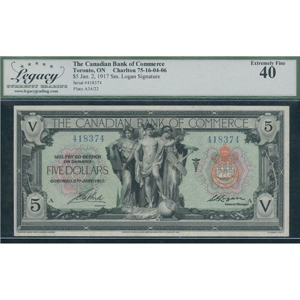 Canadian Bank of Commerce $5, 1917