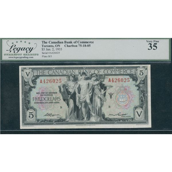 Canadian Bank of Commerce $5, 1935