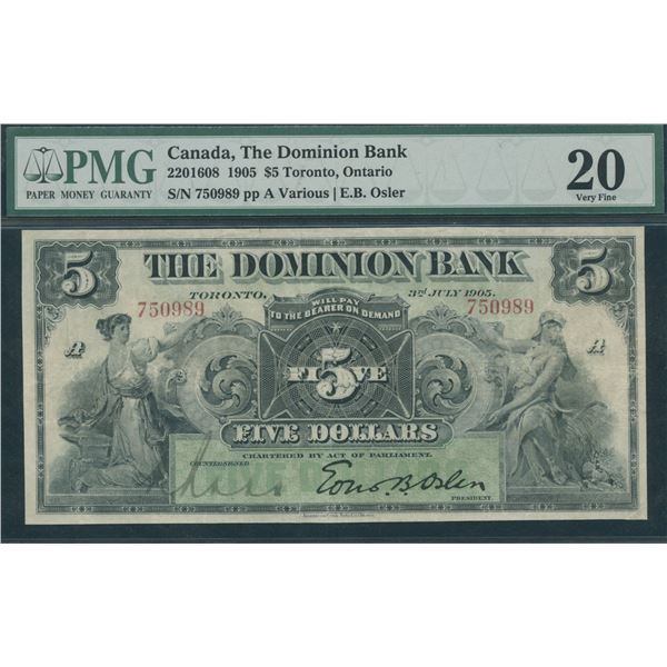 Dominion Bank $5, 1905