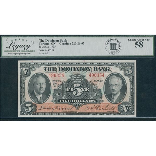 Dominion Bank $5, 1935