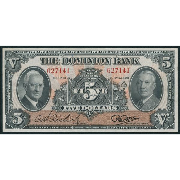 Dominion Bank $5, 1938