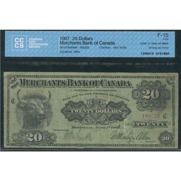 Merchants Bank of Canada $20, 1907