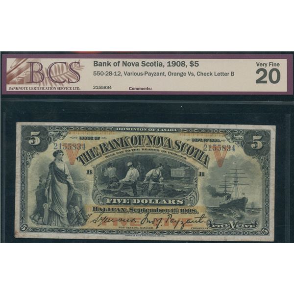 Bank of Nova Scotia $5, 1908