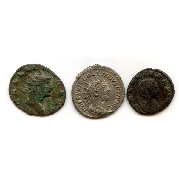 Roman Imperial - Emperor Gallienus (AD 253-268) Group. Lot of 3