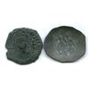 Image 1 : Byzantine Empire - Bronze Half Follis + Billon Scyphate. Lot of 2