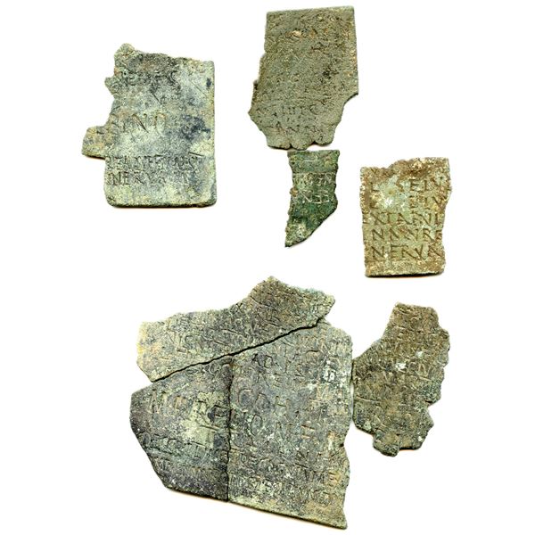 Lot of Eight fragments of bronze Roman Diploma