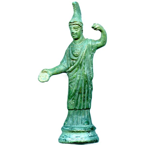 Roman Bronze Minerva Figure with green patina.