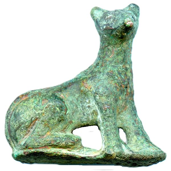 Roman Bronze Dog Figure with green patina.