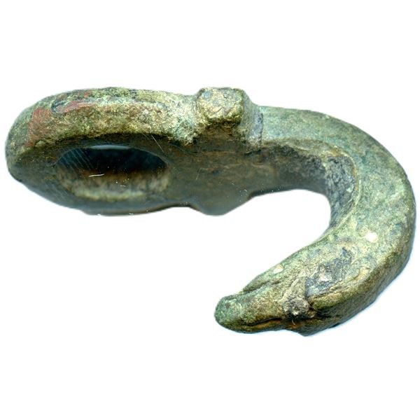 Roman Bronze Eagle Head Suspension with green patina.