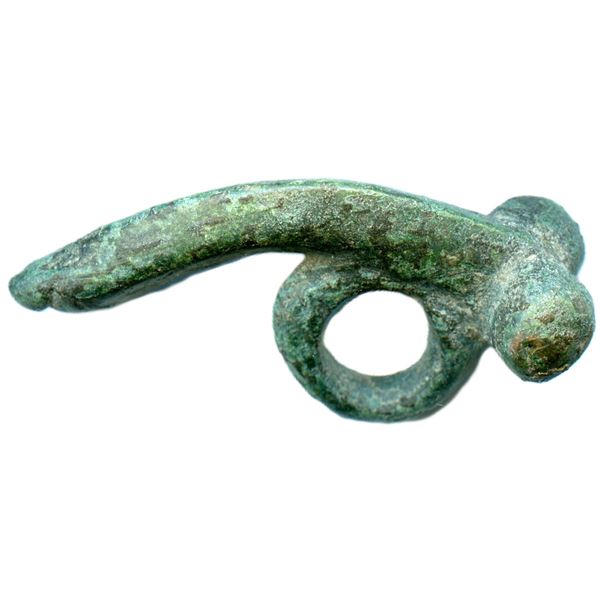 Roman Bronze Phallic Pendant with green patina. .