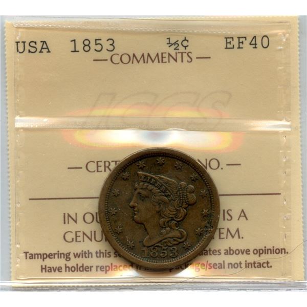 1853 USA 1/2 Cent