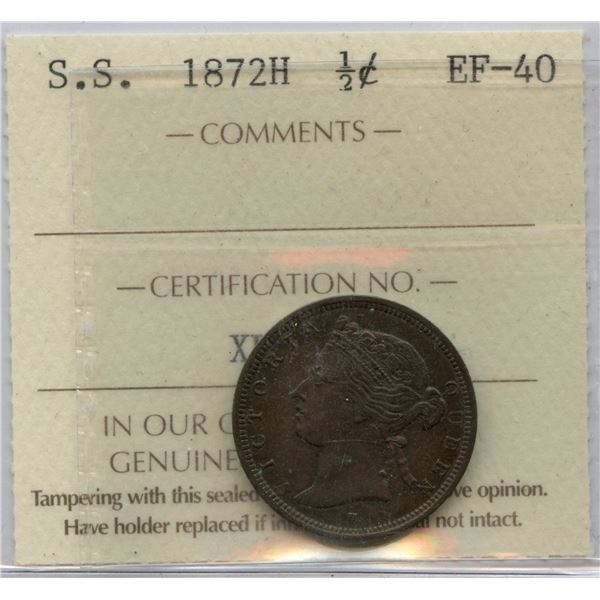 1872H Straits Settlements  ½ Cent