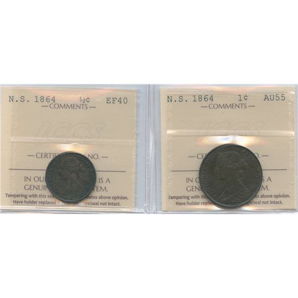 1864 Nova Scotia Half Cent & One Cent