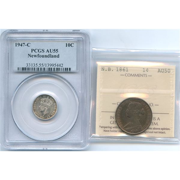 New Brunswick & Newfoundland Coins - Lot of 2