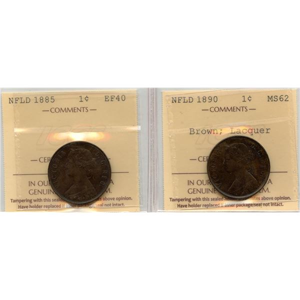 1885 & 1890 Newfoundland One Cent - Lot of 2