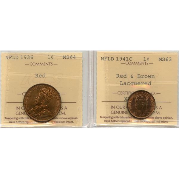 1936 & 1941C Newfoundland One Cent - Lot of 2