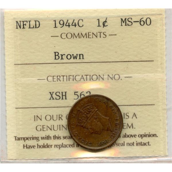 1944C Newfoundland One Cent