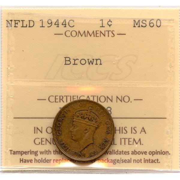 1944C Newfoundland One Cent