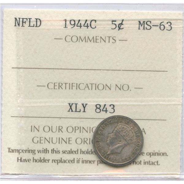 1944C Newfoundland Five Cents