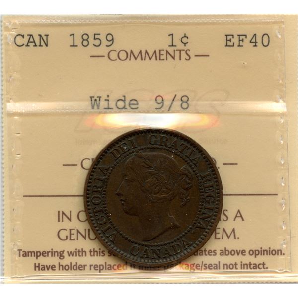 1859 One Cent - Wide 9/8