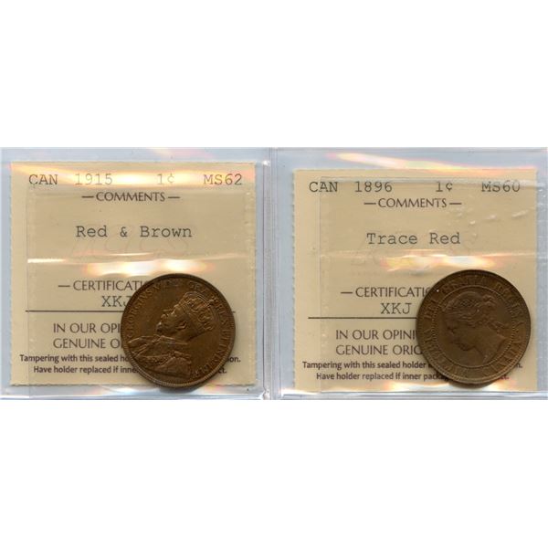 1896 & 1915 Large Cents - ICCS Graded Lot of 2