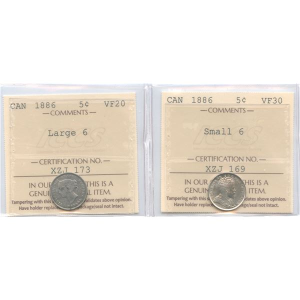 1886 Five Cents - Small 6 & Large 6