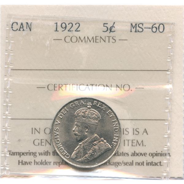 1922 Five Cents