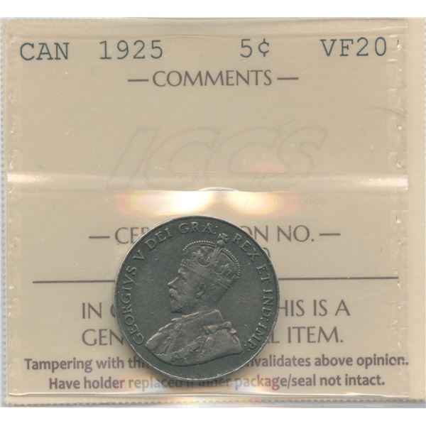 1925 Five Cents - Key Date