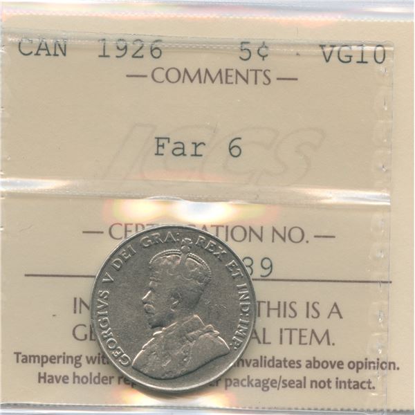 1926 Five Cents - Far 6