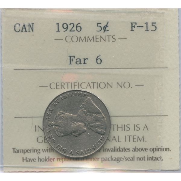 1926 Five Cents - Far 6