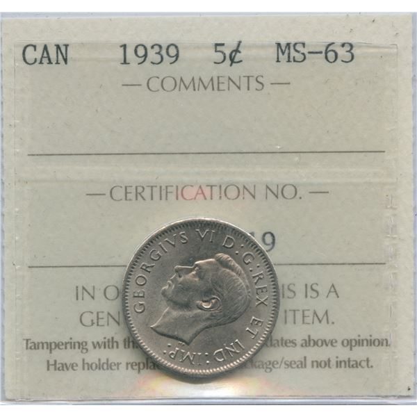 1939 Five Cents