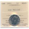 Image 1 : 1951 Five Cents - Low Relief