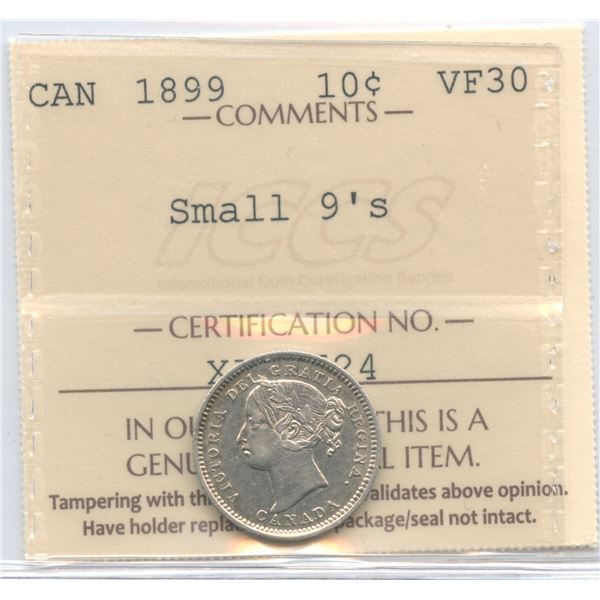1899 Ten Cents - Small 9's