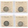 Image 1 : 1871H, 1881H, 1883H, 1888 Twenty-Five Cents All ICCS Graded