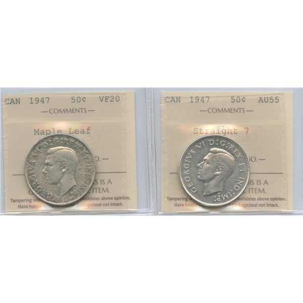 1947 Fifty Cents - Lot of 2 Varieties