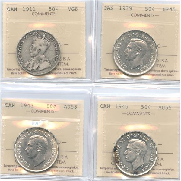 1911, 1939, 1943, 1945 Fifty Cents