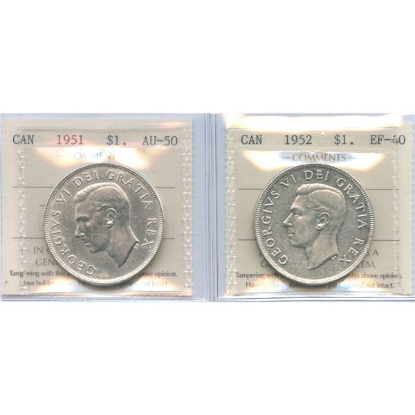 1951 & 1952 Silver Dollars