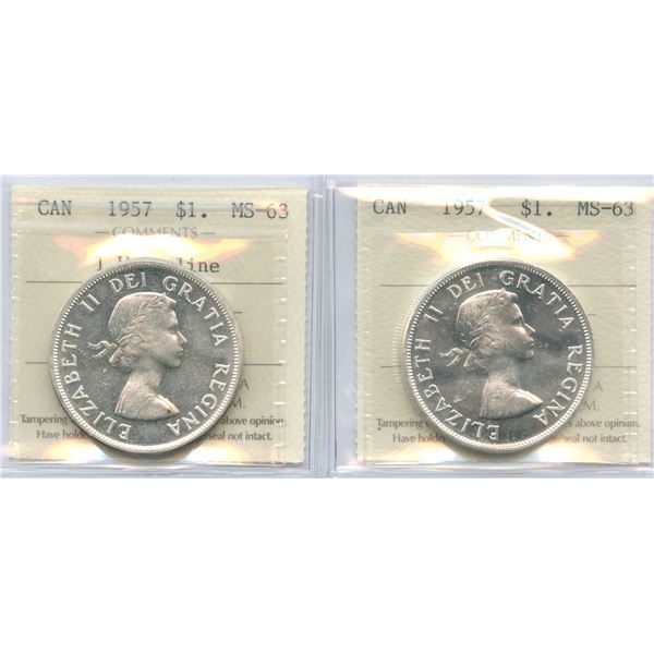 1957 Silver Dollars - ICCS Graded Lot of 2