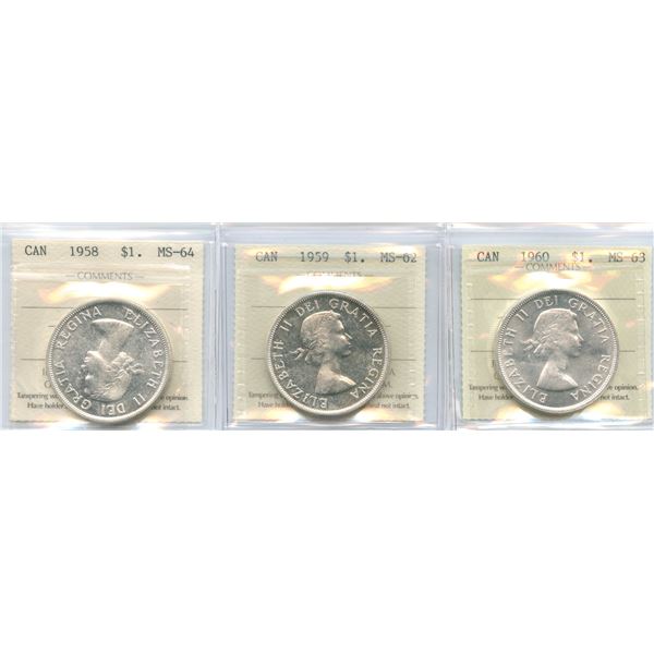 Silver Dollars - ICCS Graded Lot of 3