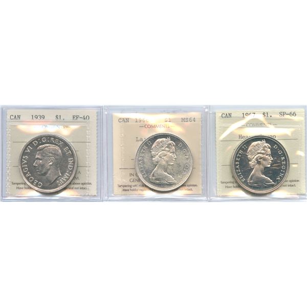 Silver Dollars - ICCS Graded Lot of 3