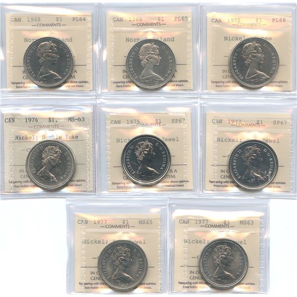 1968 - 1977 Nickel Dollars - ICCS Graded Lot of 8