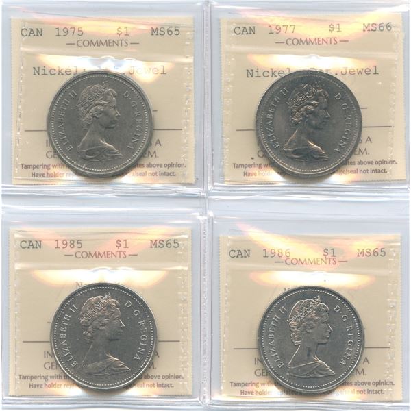 1975-1986 Nickel Dollars- ICCS Graded Lot of 4