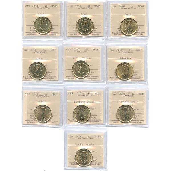 2014-2026 Loon Dollars- ICCS Graded Lot of 10