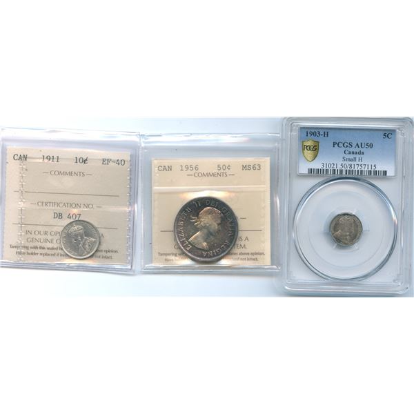 Lot of 3 Graded Canadian Coins