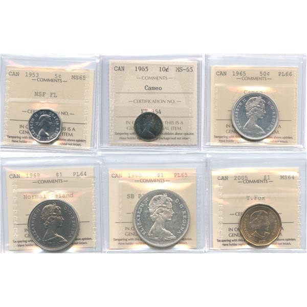 Canada Type Coins - ICCS Graded Lot of 6