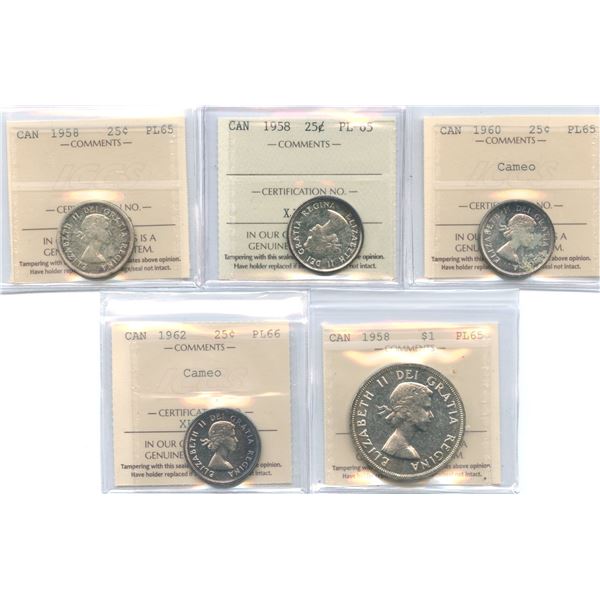 Canadian Proof Like Coins - ICCS Graded Lot of 5