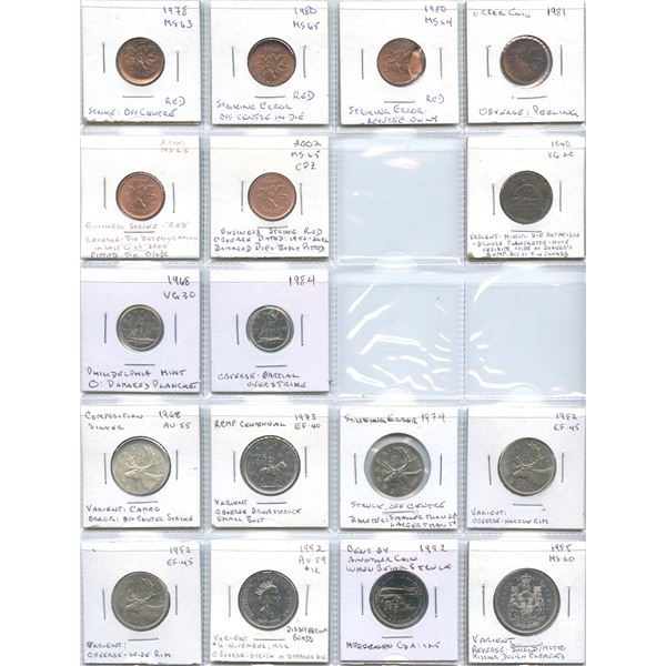 Various Canadian Coin Errors - Lot of 17 pcs.