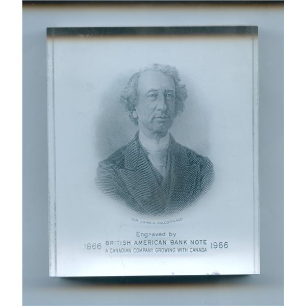 Sir John A. MacDonald Engraved Acrylic