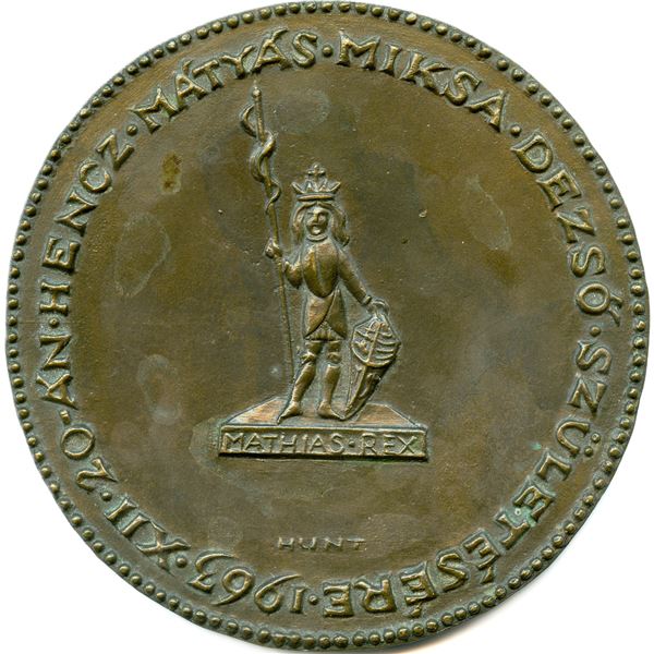 Dora De Pédery-Hunt Personnel Medal. King Mathias of Hungary. 1963.